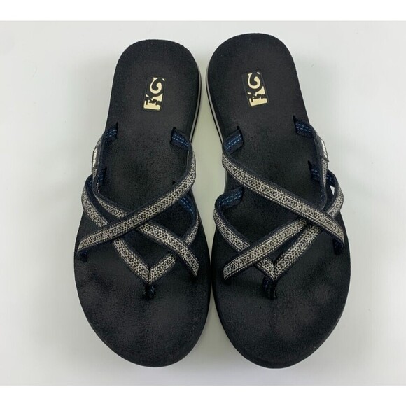Teva Olowahu Mush Sandal 6840 Slip On Slide Strappy Black White Pattern Womens 9 - Picture 4 of 14
